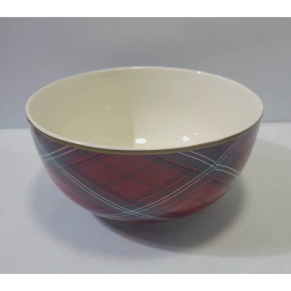 Williams Sonoma Mixing Bowl Tartan Plaid 8.75